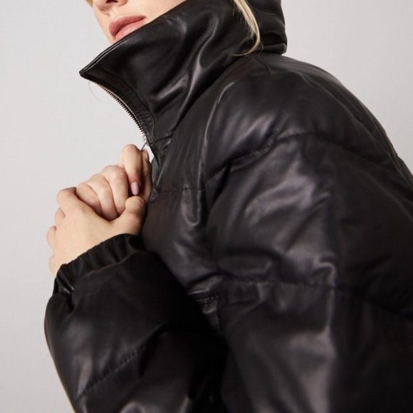 ๐ DSTLD Lamb Leather Quilted Down Puffer Jacket - Picture 2 of 8